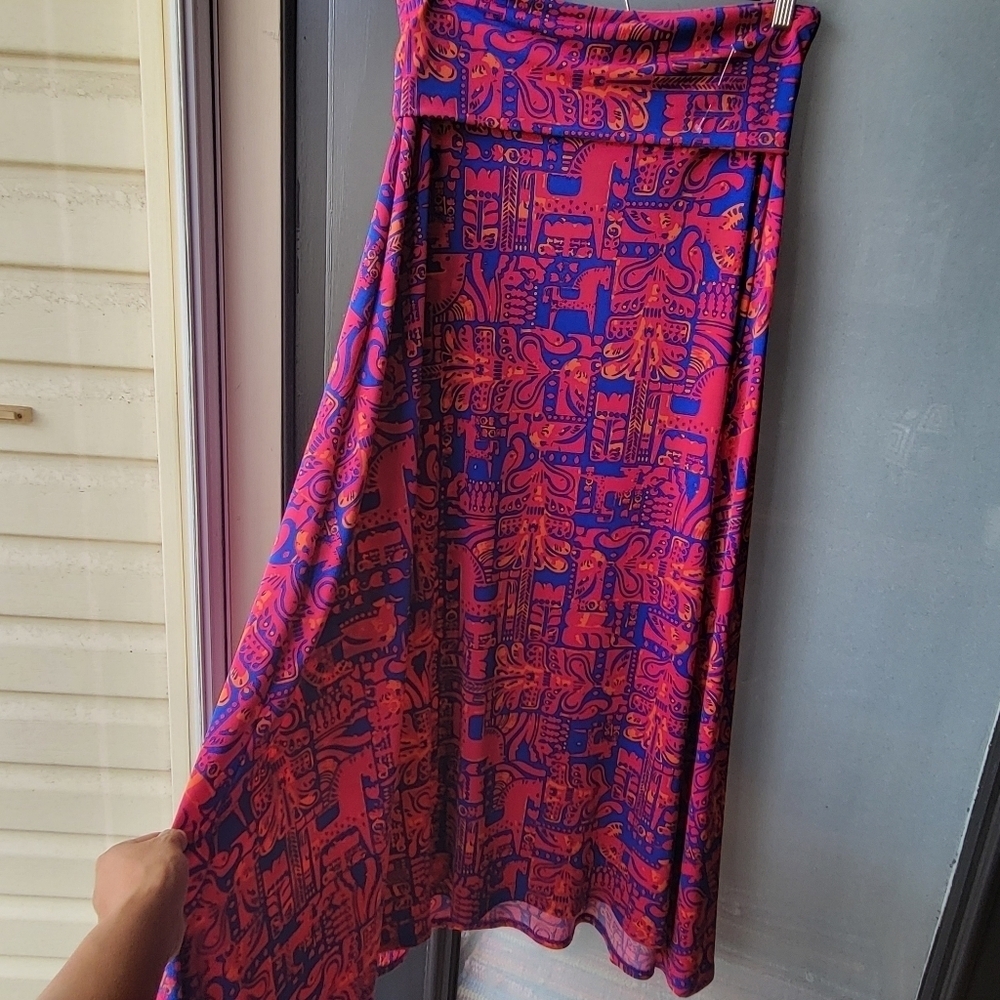 Excellent LulaRoe Maxi Skirt /Strapless Dress Size XS Blue Pink Orange Stretch